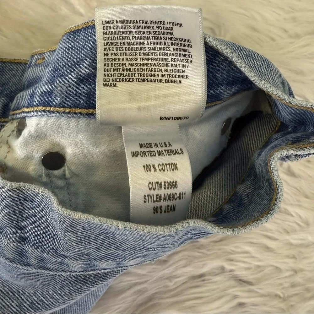 Agolde 90s Relaxed Straight Fit Jeans Light Blue Distressed Jeans Size 4 / 27